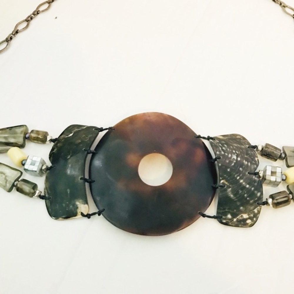 Shell Mixed Materials Link Belt Boho - Picture 2 of 7